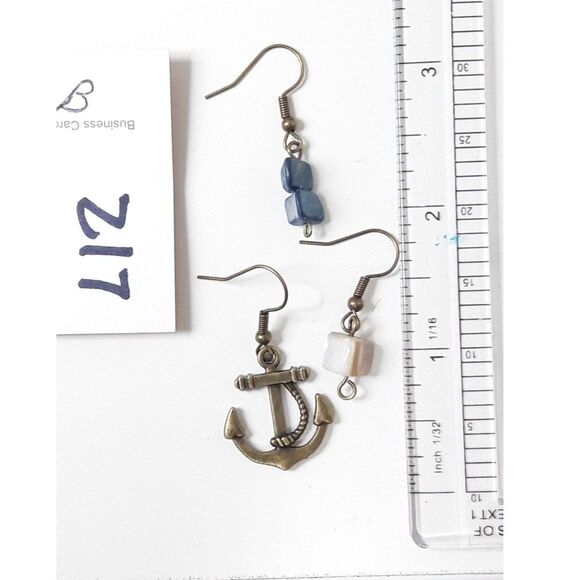 artisan earrings 217#mfs MOP navy dangle earrings nautical Anchor charm earrings - Picture 5 of 6